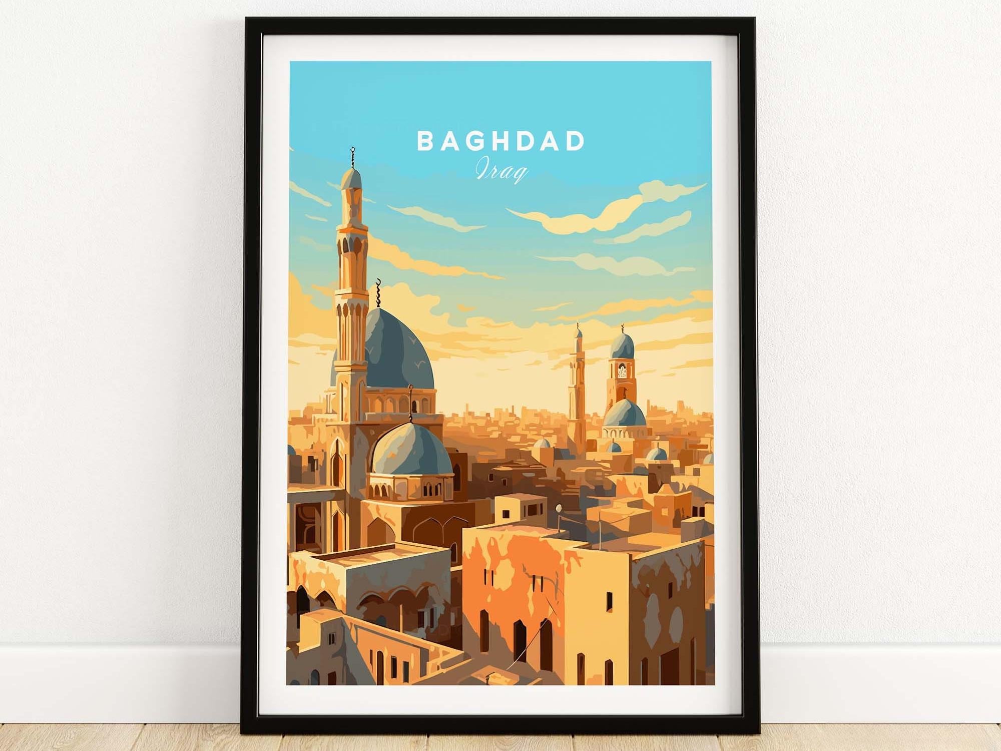 Baghdad Iraq Travel Poster Print Wall Art | Middle East Wall