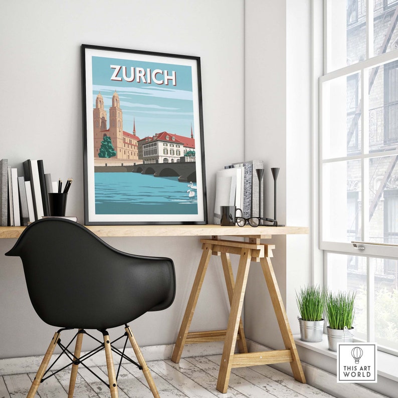 Zurich Switzerland Travel Poster Print | This Art World