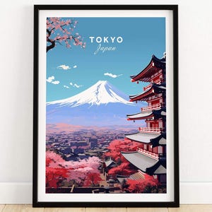 Tokyo Reiseplakat: Japanische Wandkunst im Vintage-Stil, Minimalistischer Tokyo Skyline Druck, Japan Dekor Geschenk für Reisende & Zuhause