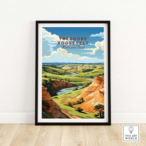 Theodore Roosevelt National Park Poster Art Print Travel Print | Home Décor Poster Gift | Digital Illustration Artwork | Birthday Present