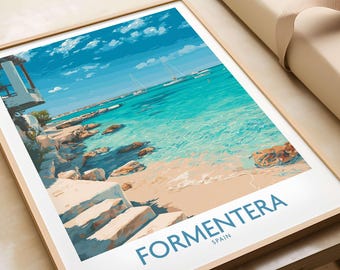 Formentera Spain Turquoise Water Art Print | Balearic Island Beach Poster