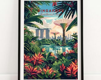 Singapore Marina Bay Poster Print Singapore Wall Art Gift Travel Poster Singapore Art Lovers Gift Marina Bay Sands