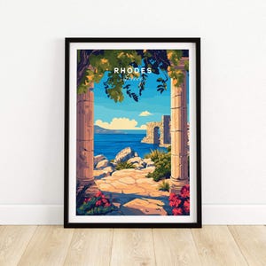 Rhodes Wall Art Print Travel Poster Rhodes Wall Decor Rhodes Art Lovers Gift Rhodes Greece Illustration Greece  Art Gift