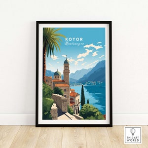Kotor Montenegro Travel Poster Print | Birthday Present | Wedding Anniversary Gift Idea | Wall Decor