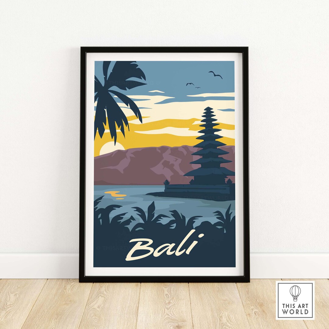 Bali Print Bali Poster Bali Wall Art Retro Vintage Travel Poster Bali