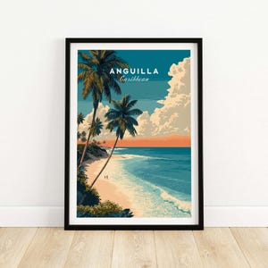 Anguilla Poster Caribbean Beach Wall Art Tropical Island Anguilla Print Coastal Home Decor Wall Hanging Summer Vacation Anguilla Gift