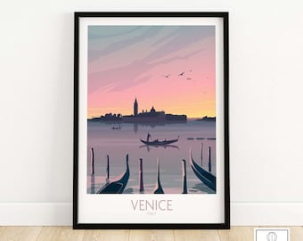 Venice Print | Italy Travel Poster | Venice Wall Art | Italian Home Decor | Venice Gift | Framed & Unframed Venice Artwork
