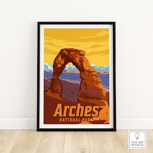 Arches National Park Poster | Vintage National Park Prints | National Park Art | Wall Art | Arches National Park Utah Gift | Arches Park Art