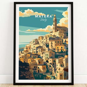Matera Travel Poster Italy Matera Artwork Poster Gift Italy Home Decor Matera Illustration Art Lover Italy Prin
