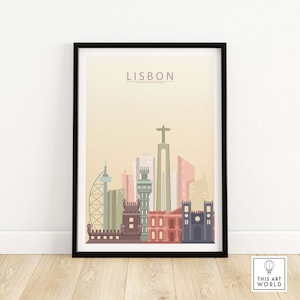 Lisbon Skyline Print | Wall Art Poster | Lisbon City Wall Decor | Lisbon Cityscape | Minimalist Portugal Wall Decor | Travel Gift Idea