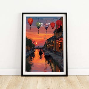 Hoi An Poster Vietnam Wall Art Print, Vintage Travel Decor, Asian Cityscape Illustration, Home Office Decoration, Gift Idea