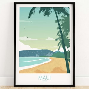 Maui Hawaii Poster Maui Print Hawaii Wall Art Maui Beach Print Maui Travel Poster Maui Home Decor Maui Framed Poster