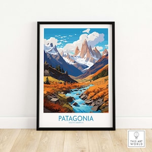 Patagonien Print Wand Kunst Reise Poster | Geburtstagsgeschenk Hochzeitstag Geschenk Wanddekoration | Personalisierte Illustration Kunst