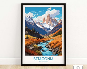 Patagonia Print Wall Art Print Travel Poster | Birthday present Wedding anniversary Gift Wall Décor | Personalized Illustration Artwork