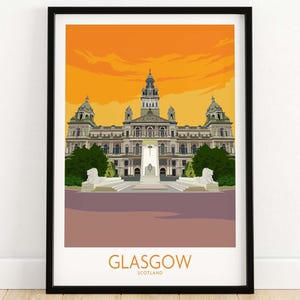Glasgow Travel Poster | Scotland Art Print | Wall Art | Travel Poster | Framed & Unframed Artwork | Art Print Gift Idea