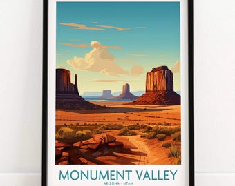 Monument Valley Poster Art Print Travel Print | Home Décor Poster Gift | Digital Illustration Artwork | Birthday Present