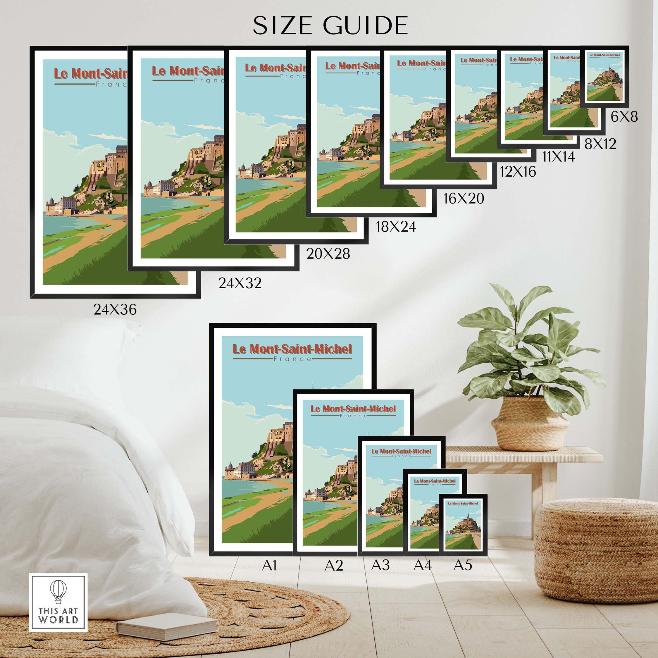 Le Mont Saint Michel Poster Art Print | Mont St Michel France Wall
