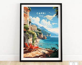 Capri Italy Poster Print | Travel Poster | Framed & Unframed Artwork | Birthday Present Wedding Anniversary Gift Idea