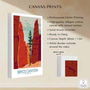 Bryce Canyon National Park canvas print with red rock formations and pine tree, gallery wall art