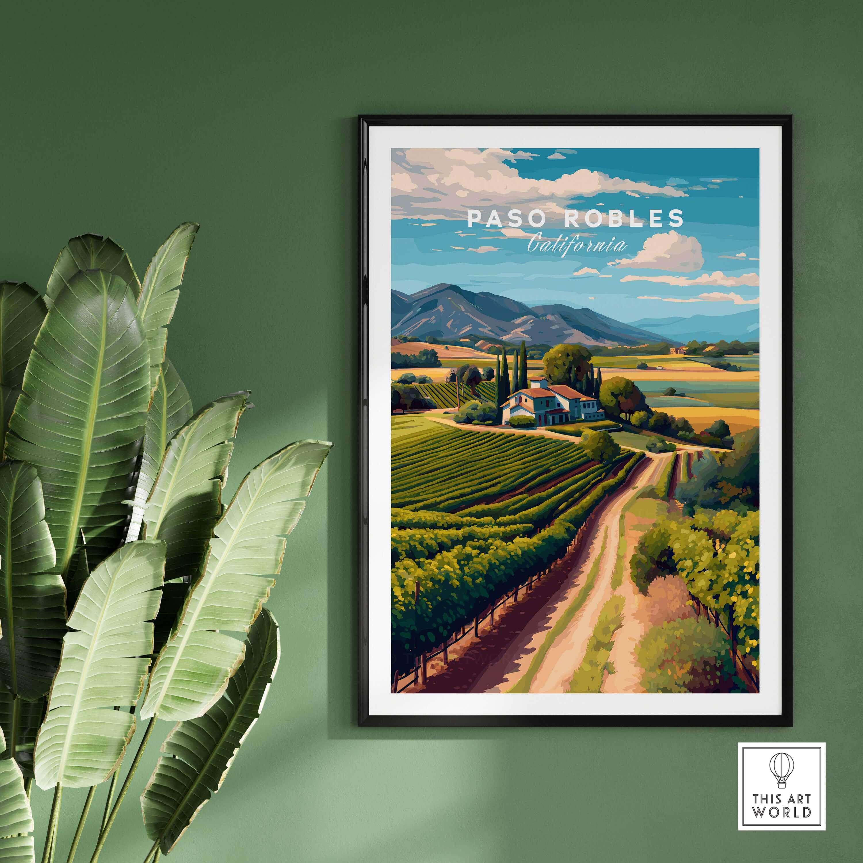 Paso Robles Farmhouse and Vines Print | California Wine Lover Wall