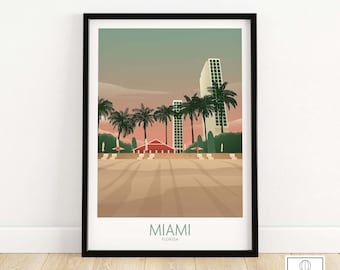 Miami Wall Art | Florida Poster Print | Miami Print | Miami Minimalist Poster | Framed & Unframed Print