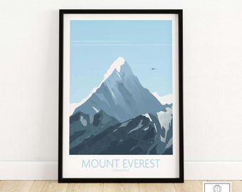 Mount Everest Print Travel Poster | Wall Art | Travel Poster | Framed & Unframed Artwork | Art Print Gift Idea