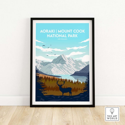 New Zealand Print NZ Travel Poster New Zealand Wall Art Etsy