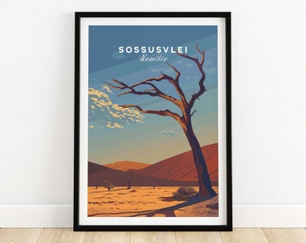 Sossusvlei Namibia Print Art Print Travel Print Home Décor Poster Gift Digital Illustration Artwork