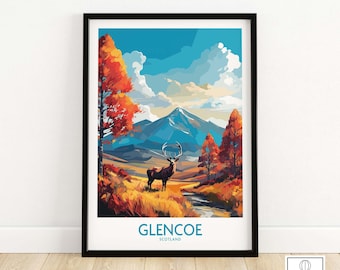 Glencoe Art Print   | Travel Print | Poster | Art Lover Gift | Wall Hanging Digital Illustration Artwork