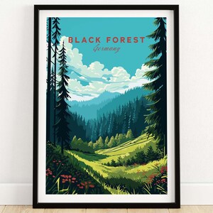 Impressão de pôster da Floresta Negra | Pôster de viagem | Arte emoldurada e sem moldura | Ideia de presente de aniversário para aniversário de casamento