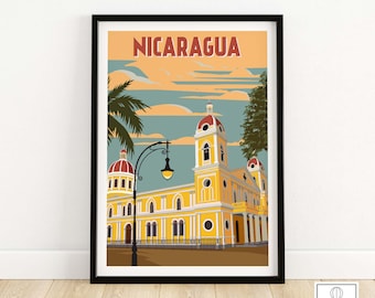 Póster de Nicaragua / Impresión de Nicaragua / Arte mural / Impresión artística vintage / Obra de arte enmarcada y sin marco / Idea de regalo para decoración del hogar