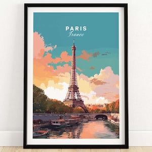 Póster de París - Torre Eiffel / Póster de viaje a Francia / Regalo de cumpleaños / Regalo de aniversario de bodas / Impresión artística