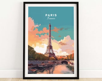 Paris Poster - Eiffel Tower | France Travel Poster | Birthday present | Wedding anniversary gift | Art Print