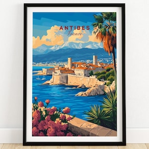 Antibes Travel Print Wall Art  Wall Hanging Home Decor Antibes Art Lover Gift Antibes Birthday Present