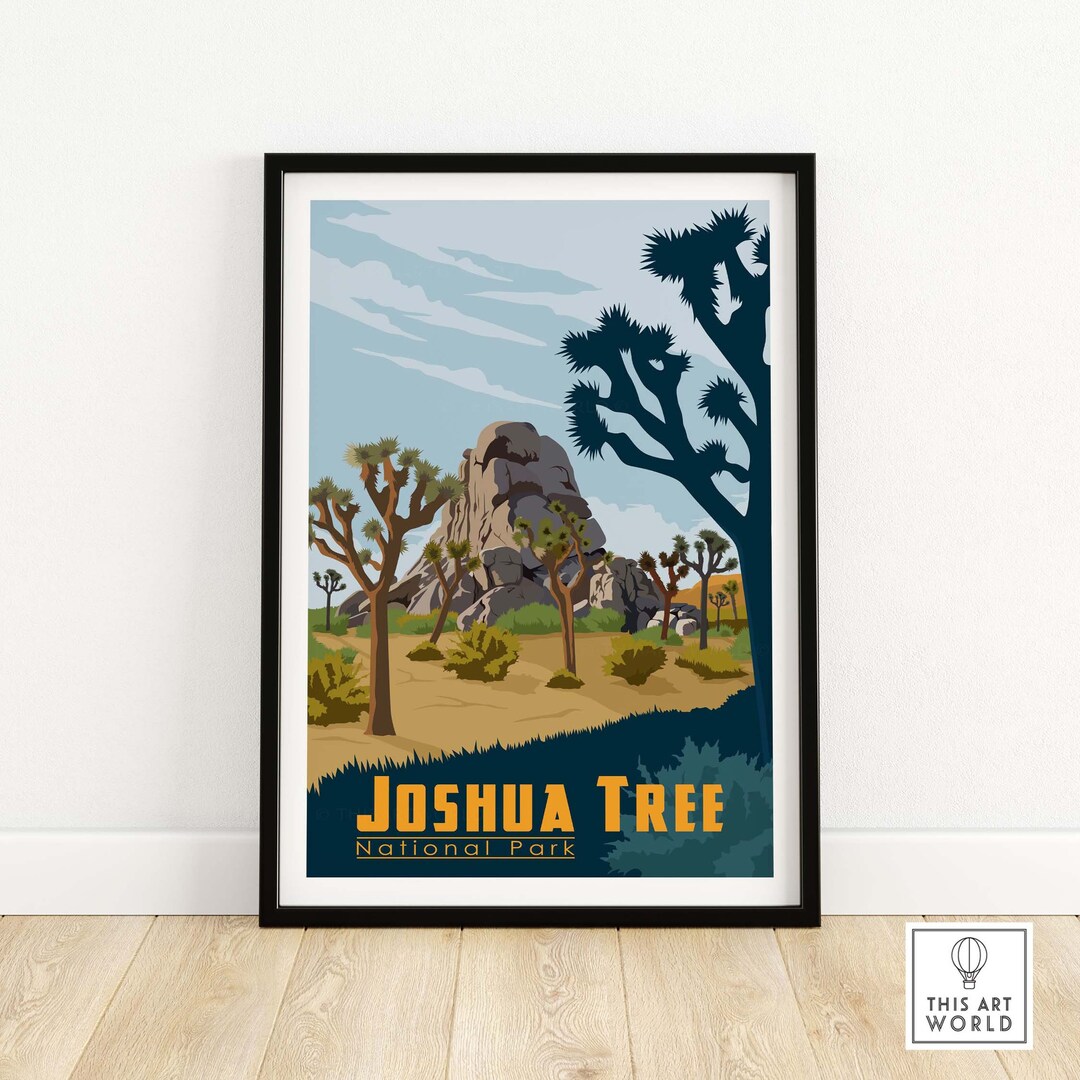 Joshua Tree National Park Poster, Detailed and Vibrant Wall Art ...