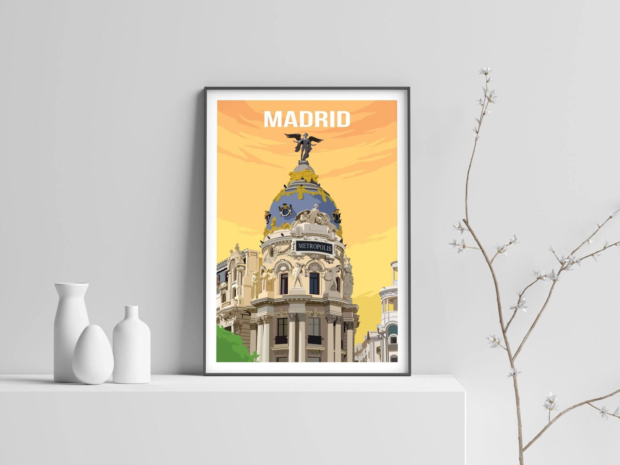 Madrid Print / Madrid Wall Art / Spain Vintage Travel Poster / Etsy