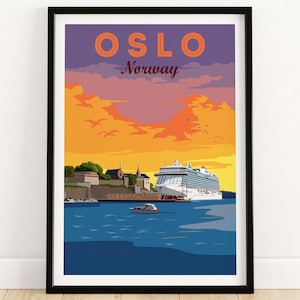 Oslo Print Norway | Wall Art | Vintage Art Print | Framed & Unframed Artwork | Home Decor Gift Idea