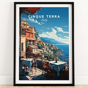 Cinque Terre Poster | Italy Travel Poster | Birthday present | Wedding anniversary gift | Art Print