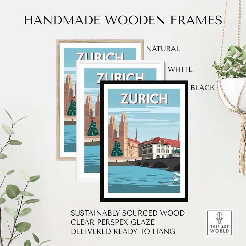 Zurich Switzerland Travel Poster Print | This Art World