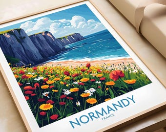 Normandy Wall Art Poster Normandy Art Print Travel Print | Home Décor Poster Gift | Digital Illustration Artwork France