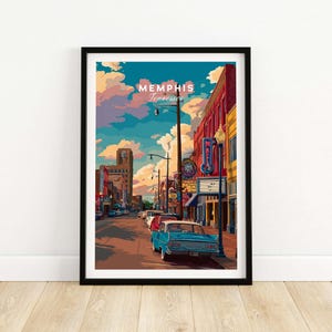 Memphis Tennessee Vintage Poster - Retro Downtown Wall Art, Memphis Skyline Print, Mid Century Modern Decor, Gift for Memphis Lovers