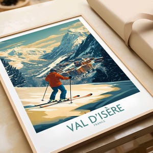 Val-d&#39;Isère Wall Art Print France Poster Val-d&#39;Isère Ski Resort Poster Winter Sports Artwork Adventure Home Decor Skiing Wall Art Gift Skier