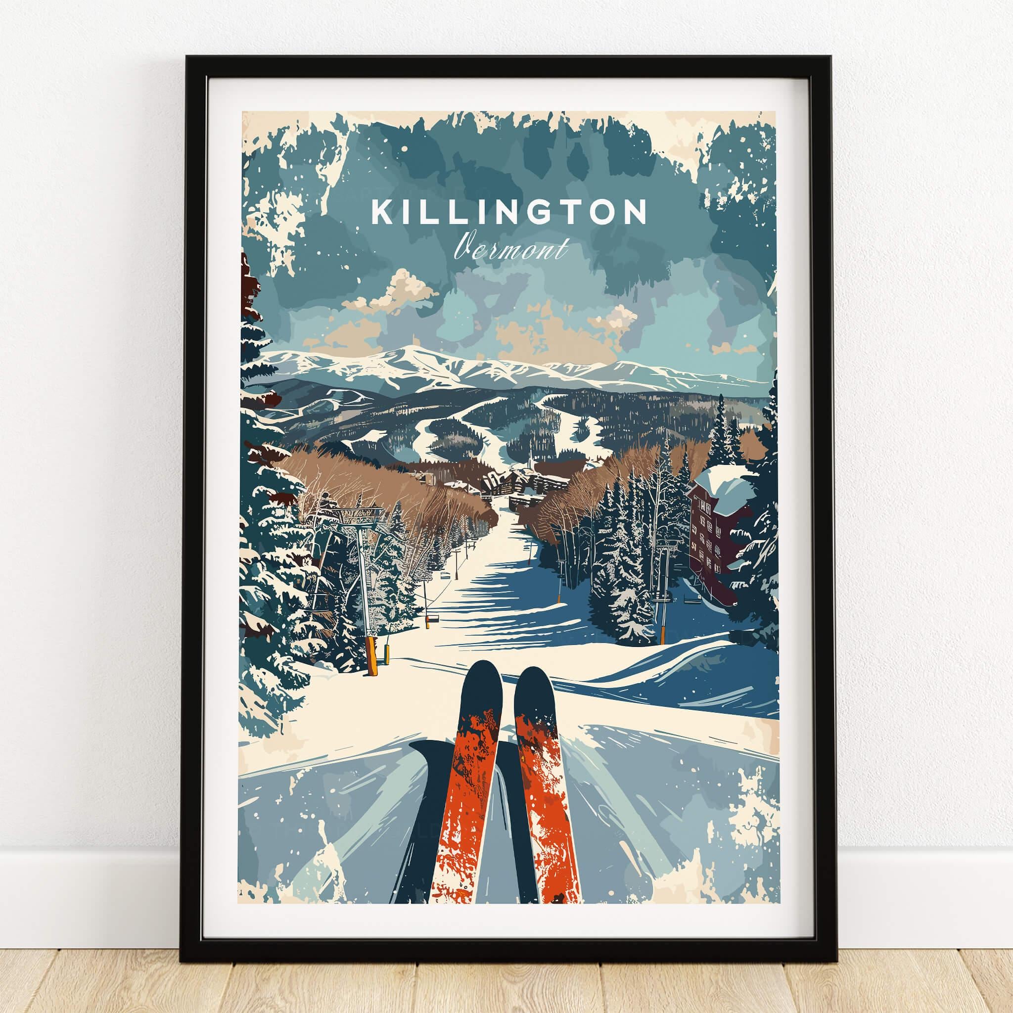 アートポスターNO.11(15862) Killington Wall Art Print - Ski Poster Vermont Gift Art Lovers Ski