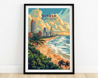 Durban South Africa Poster Art Print Travel Print Home Décor Poster Gift Digital Illustration Artwork