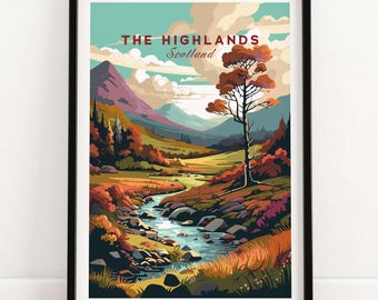 Arte mural de las Tierras Altas de Escocia / Regalo de cumpleaños / Regalo de aniversario de bodas