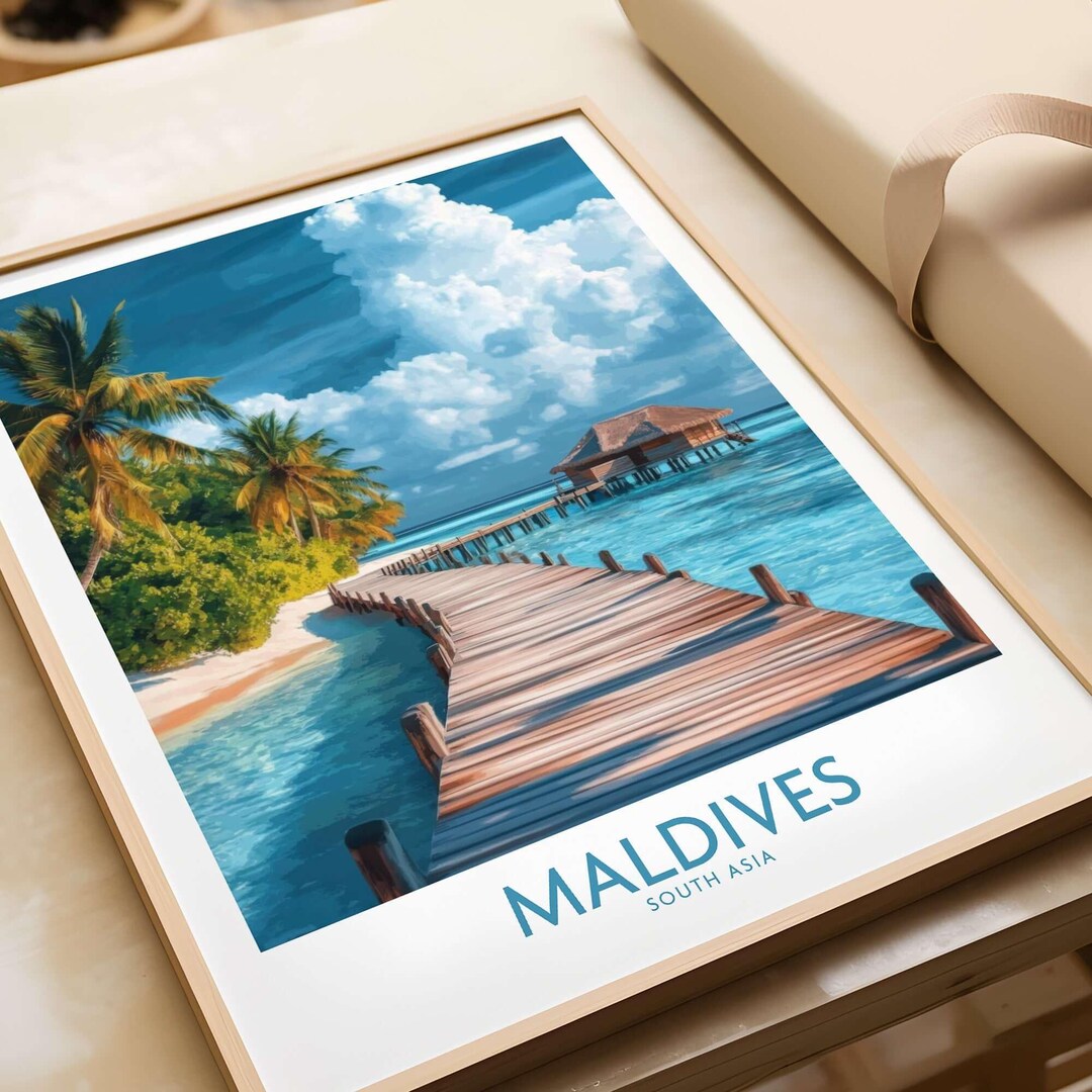 Maldives Wall Art Poster Beach Print Maldives Poster Art Maldives Gift ...