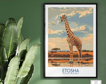 Etosha National Park Print Travel Poster Home Decor Gift Wall Art Print Birthday Present Wall Art Print