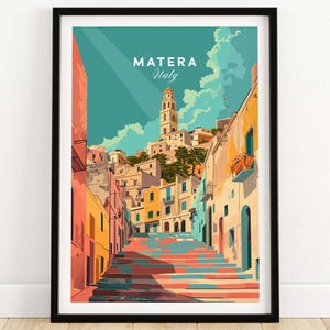 Matera Art Print Italy Travel Poster Matera Artwork Poster Gift Italy Home Decor Matera Illustration Art Lover Italy Print