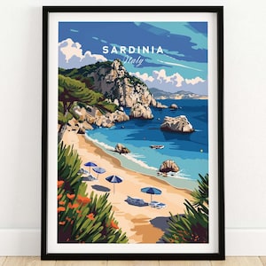 Sardinia Art Print Italy Travel Poster Sardinia Artwork Poster Gift Italy Home Decor Sardinia Illustration Art Lover Italy Print
