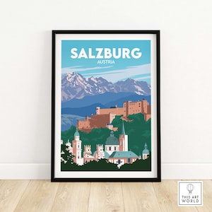 Salzburg Travel Poster Print | Austria Wall Art | Salzburg Gift